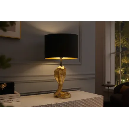 Lampe de table design moderne abat-jour noir structure dorée 65 cm