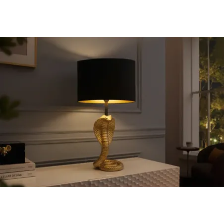Lampe de table design moderne abat-jour noir structure dorée 65 cm