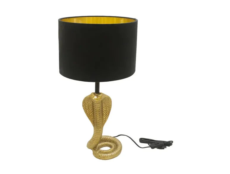 Lampe de table design abat-jour noir structure dorée 65 cm – COBRA | Décozzia