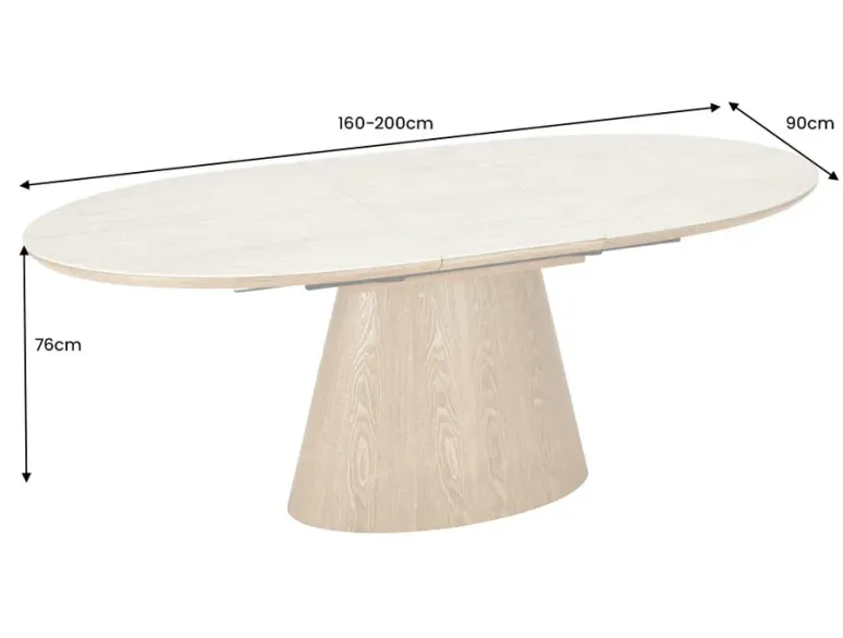 Table de salle à manger extensible céramique travertin 160-200 cm – UNIQUE | Decozzia