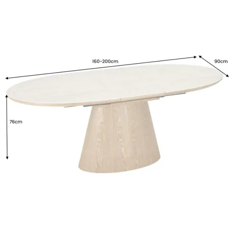 Table de salle à manger extensible céramique travertin 160-200 cm – UNIQUE | Decozzia