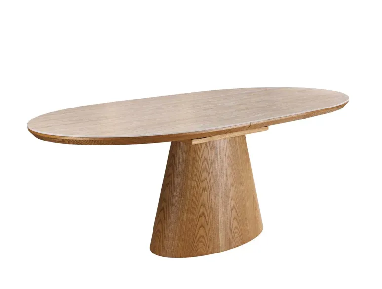 Table de salle à manger extensible céramique travertin 160-200 cm – UNIQUE | Decozzia