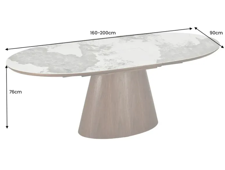 Table de salle à manger extensible céramique pierre naturelle 160-200 cm – UNIQUE | Decozzia