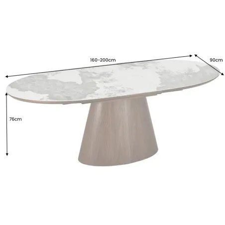 Table de salle à manger extensible céramique pierre naturelle 160-200 cm – UNIQUE | Decozzia