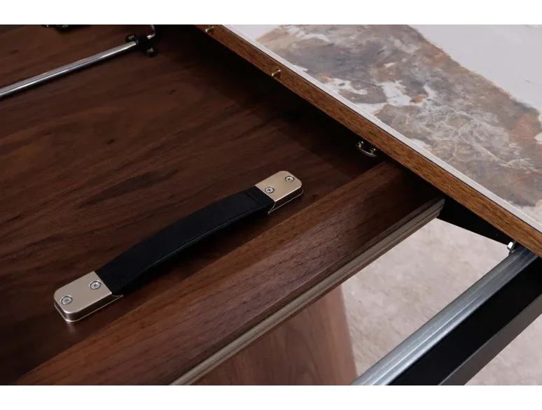 Table de salle à manger extensible céramique pierre naturelle 160-200 cm – UNIQUE | Decozzia