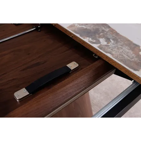 Table de salle à manger extensible céramique pierre naturelle 160-200 cm – UNIQUE | Decozzia