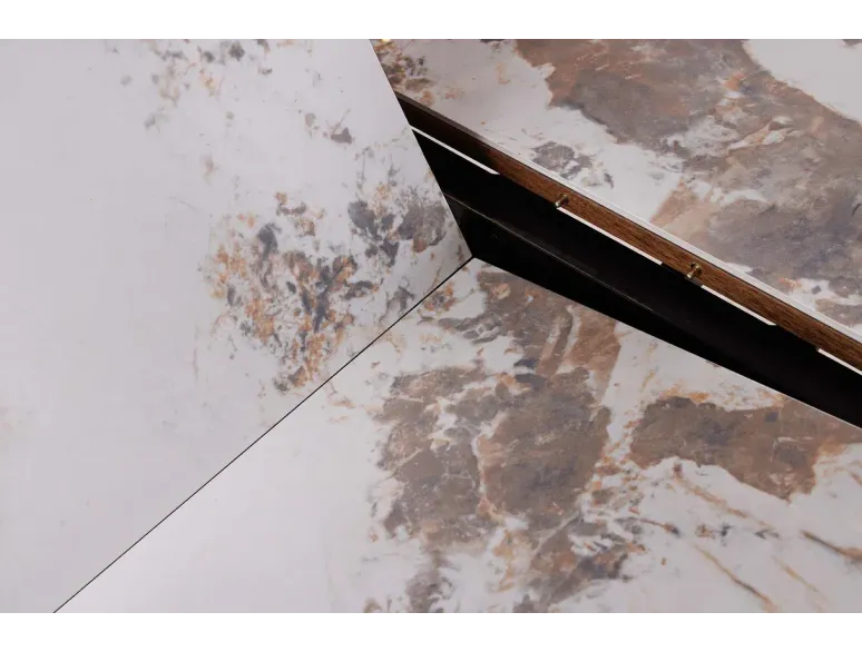 Table de salle à manger extensible céramique pierre naturelle 160-200 cm – UNIQUE | Decozzia