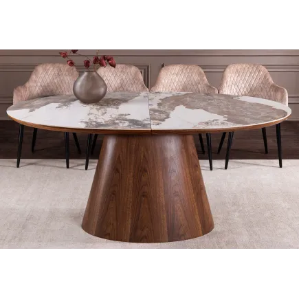 Table de salle à manger extensible céramique pierre naturelle 160-200 cm – UNIQUE | Decozzia 2