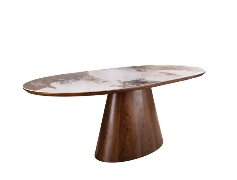 Table de salle à manger extensible céramique pierre naturelle 160-200 cm – UNIQUE | Decozzia