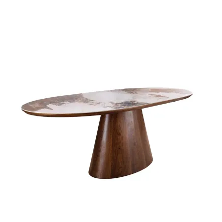Table de salle à manger extensible céramique pierre naturelle 160-200 cm – UNIQUE | Decozzia