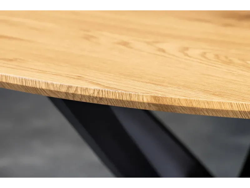 Table de salle à manger ronde chêne sauvage 120 cm avec piètement métal noir – HELIX | Decozzia
