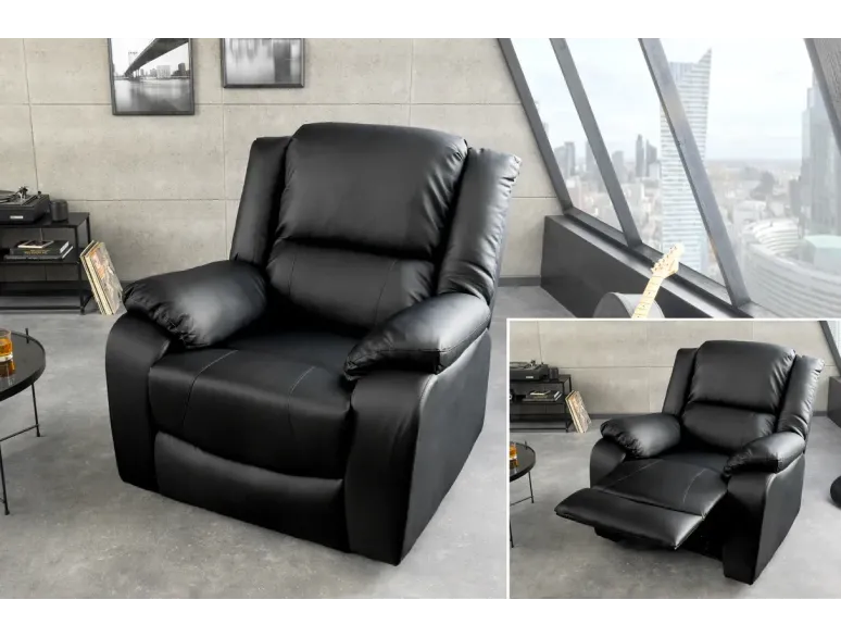 Fauteuil relax cinéma en similicuir noir – HOLLYWOOD | Decozzia
