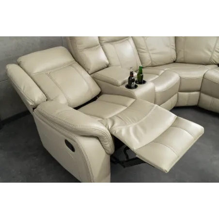 Canapé cinéma 5 places en similicuir beige – HOLLYWOOD | Decozzia