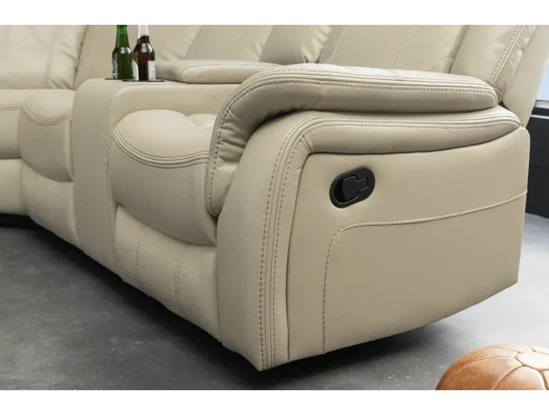 Canapé cinéma 5 places en similicuir beige – HOLLYWOOD | Decozzia