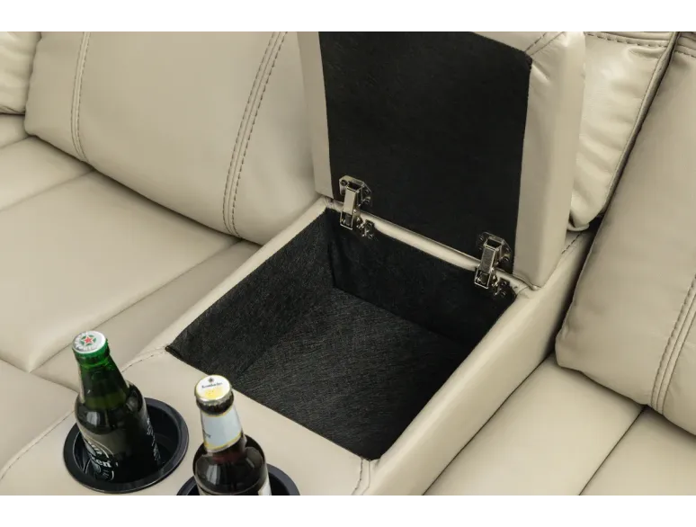 Canapé cinéma 5 places en similicuir beige – HOLLYWOOD | Decozzia