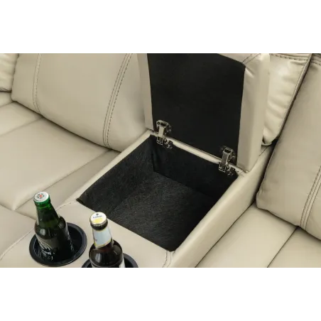 Canapé cinéma 5 places en similicuir beige – HOLLYWOOD | Decozzia