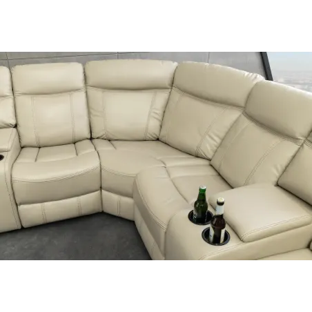 Canapé cinéma 5 places en similicuir beige – HOLLYWOOD | Decozzia