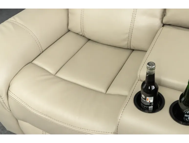 Canapé cinéma 5 places en similicuir beige – HOLLYWOOD | Decozzia