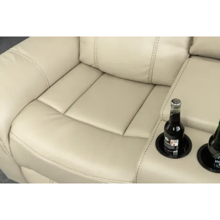 Canapé cinéma 5 places en similicuir beige – HOLLYWOOD | Decozzia