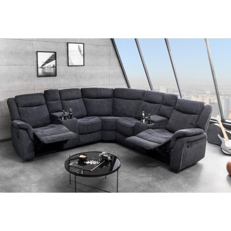 Canapé cinéma 5 places en tissu gris foncé – HOLLYWOOD | Decozzia