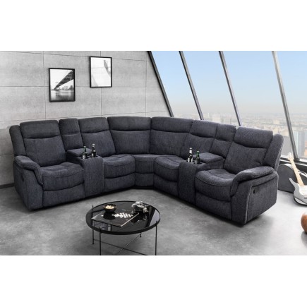 Canapé cinéma 5 places en tissu gris foncé – HOLLYWOOD