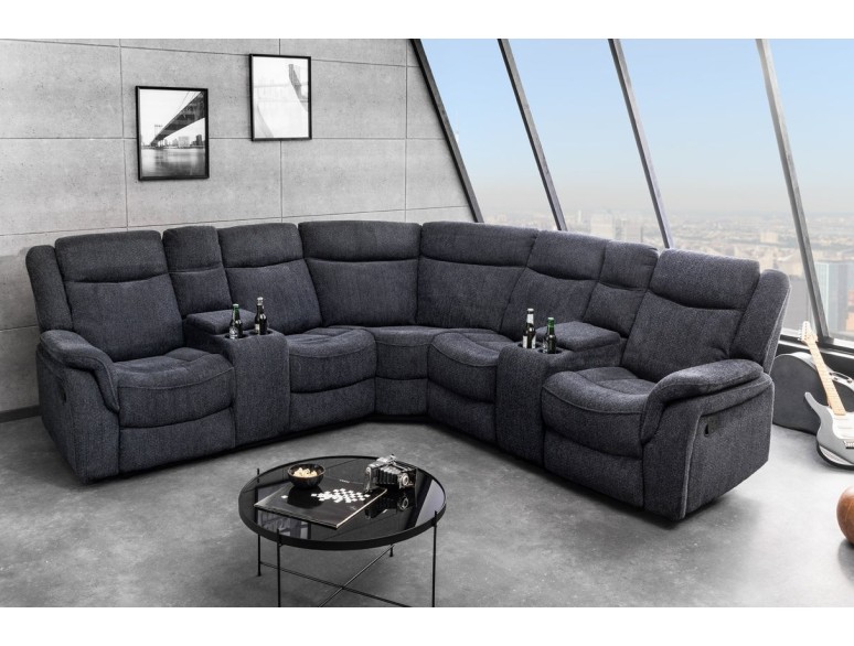 Canapé cinéma 5 places en tissu gris foncé – HOLLYWOOD