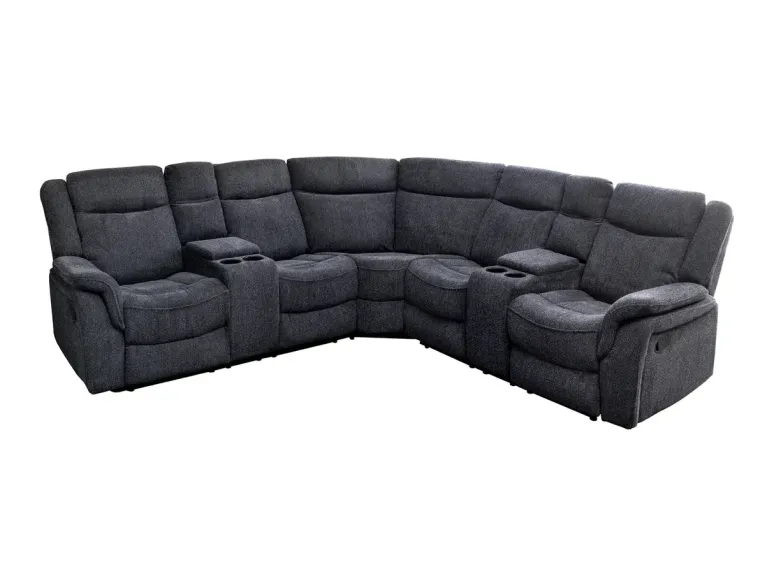 Canapé cinéma 5 places en tissu gris foncé – HOLLYWOOD | Decozzia