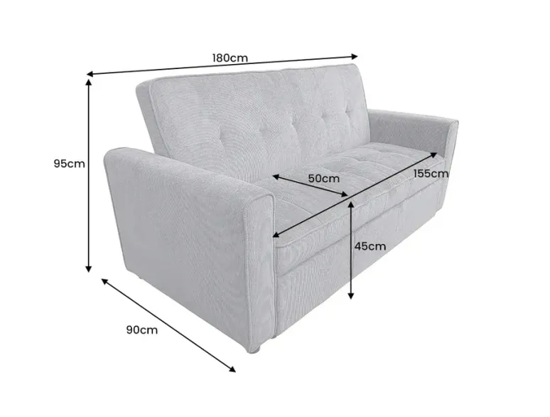 Canapé-lit 2 places 180 cm en velours côtelé gris – SMART | Decozzia