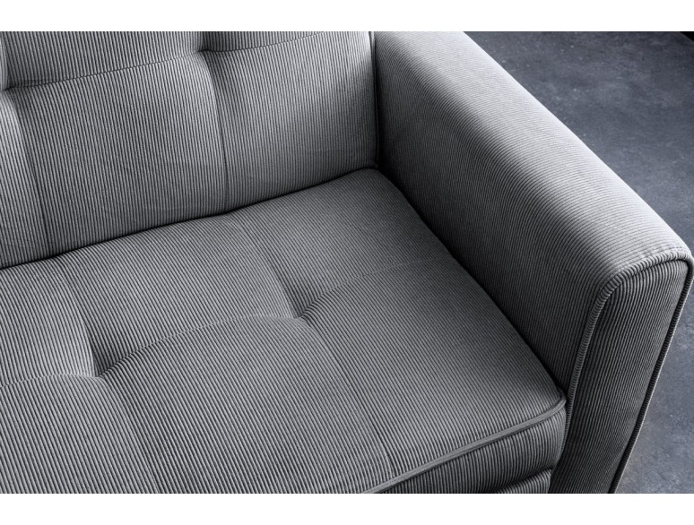 Canapé-lit 2 places 180 cm en velours côtelé gris – SMART | Decozzia