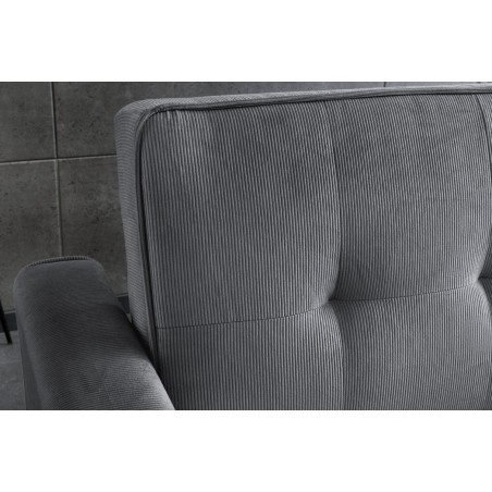 Canapé-lit 2 places 180 cm en velours côtelé gris – SMART | Decozzia