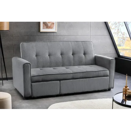 Canapé-lit 2 places 180 cm en velours côtelé gris – SMART