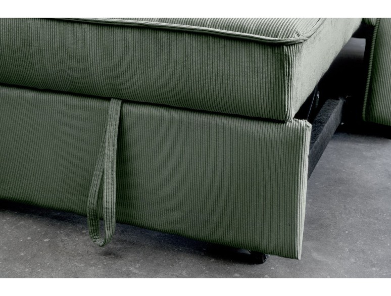 Canapé-lit 2 places 180 cm en velours côtelé vert – SMART | Decozzia