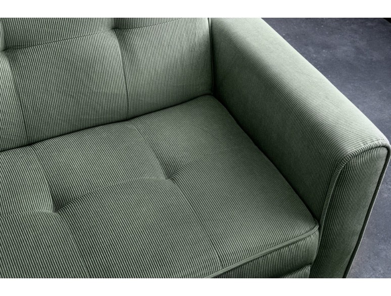 Canapé-lit 2 places 180 cm en velours côtelé vert – SMART | Decozzia
