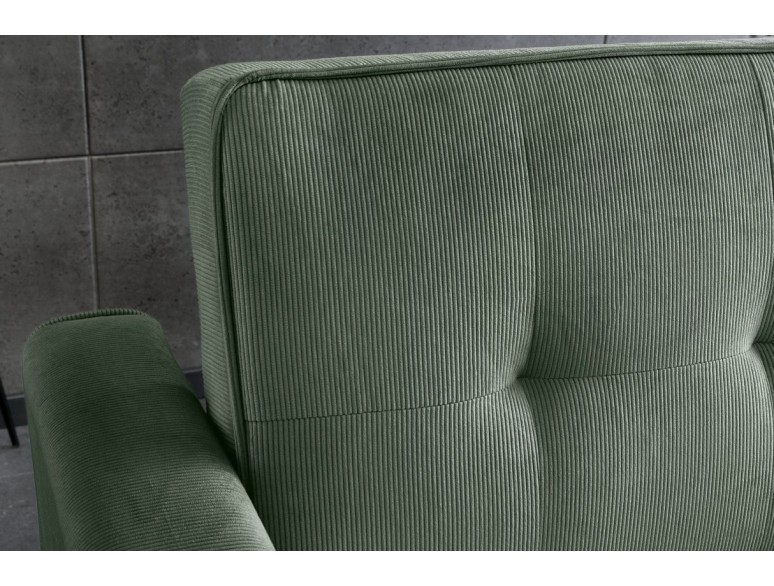 Canapé-lit 2 places 180 cm en velours côtelé vert – SMART | Decozzia
