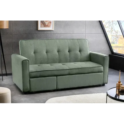 Canapé-lit 2 places 180 cm en velours côtelé vert – SMART