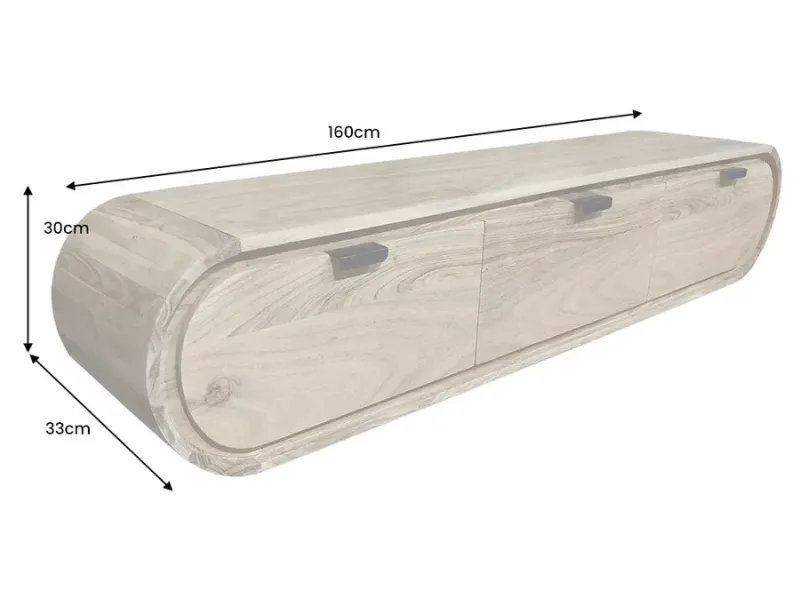 Meuble TV suspendu 160 cm bois d'acacia – meuble TV mural design | Décozzia