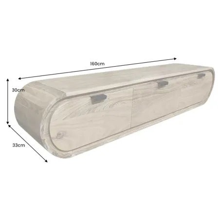 Meuble TV suspendu 160 cm bois d'acacia – meuble TV mural design | Décozzia