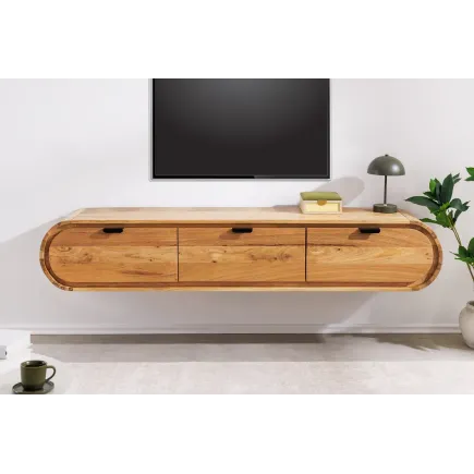 Meuble TV 160 cm en bois d'acacia – finition naturelle et style contemporain 2