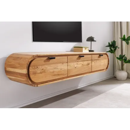 Meuble TV 160 cm en bois d'acacia – finition naturelle et style contemporain
