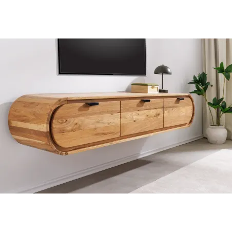 Meuble TV 160 cm en bois d'acacia – finition naturelle et style contemporain