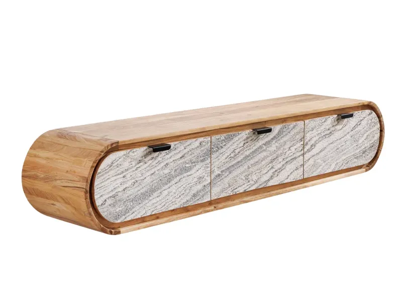 Meuble TV suspendu 160 cm bois d'acacia – meuble TV mural design | Décozzia