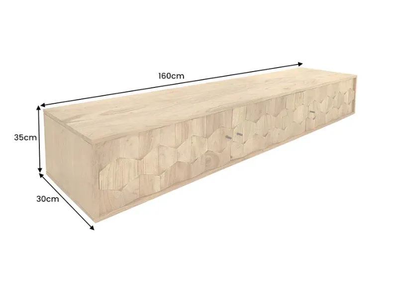 Meuble TV suspendu 160 cm bois d'acacia – meuble TV mural design | Décozzia