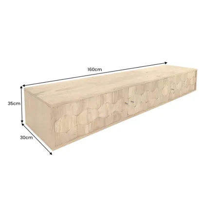 Meuble TV suspendu 160 cm bois d'acacia – meuble TV mural design | Décozzia