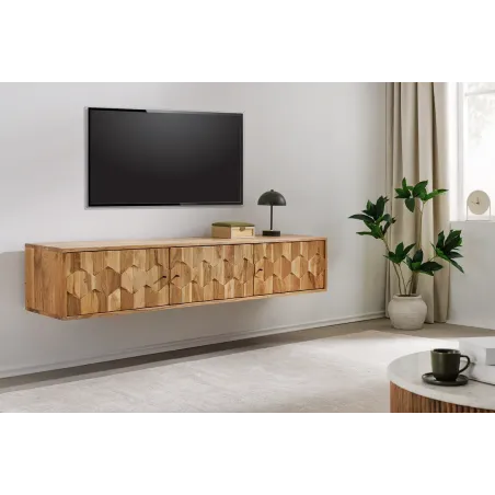 Meuble TV 160 cm en bois d'acacia – finition naturelle et design moderne – MYSTIC LIVING