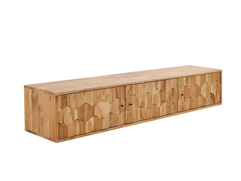 Meuble TV suspendu 160 cm bois d'acacia – meuble TV mural design | Décozzia