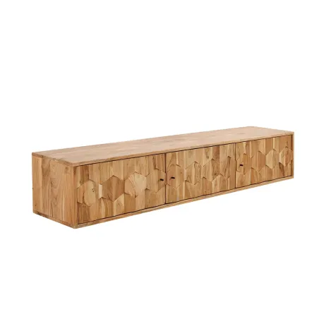 Meuble TV suspendu 160 cm bois d'acacia – meuble TV mural design | Décozzia