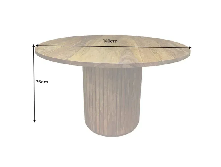 Table ronde Ø 140 cm en bois de sheesham – finition pierre brune
