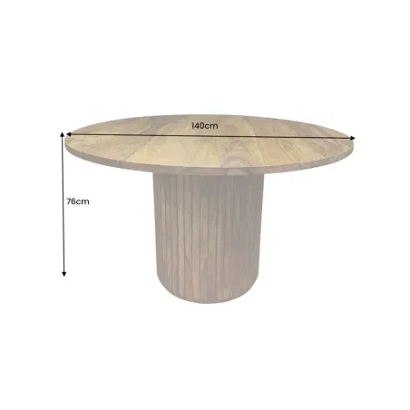 Table ronde Ø 140 cm en bois de sheesham – finition pierre brune