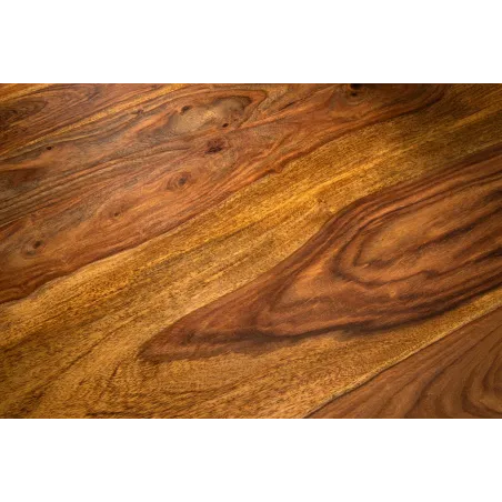 Table ronde Ø 140 cm en bois de sheesham – finition pierre brune