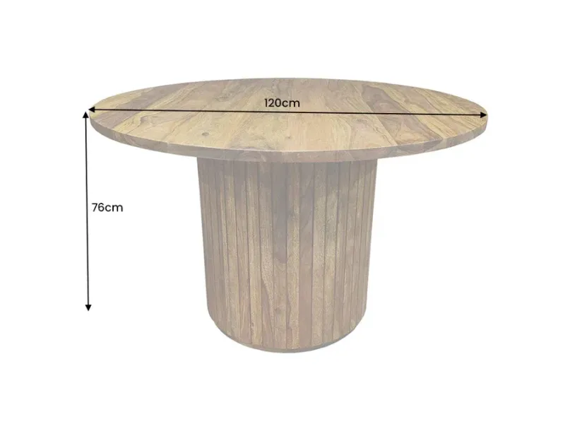 Table ronde bois sheesham Ø120 cm – table à manger ronde petit espace